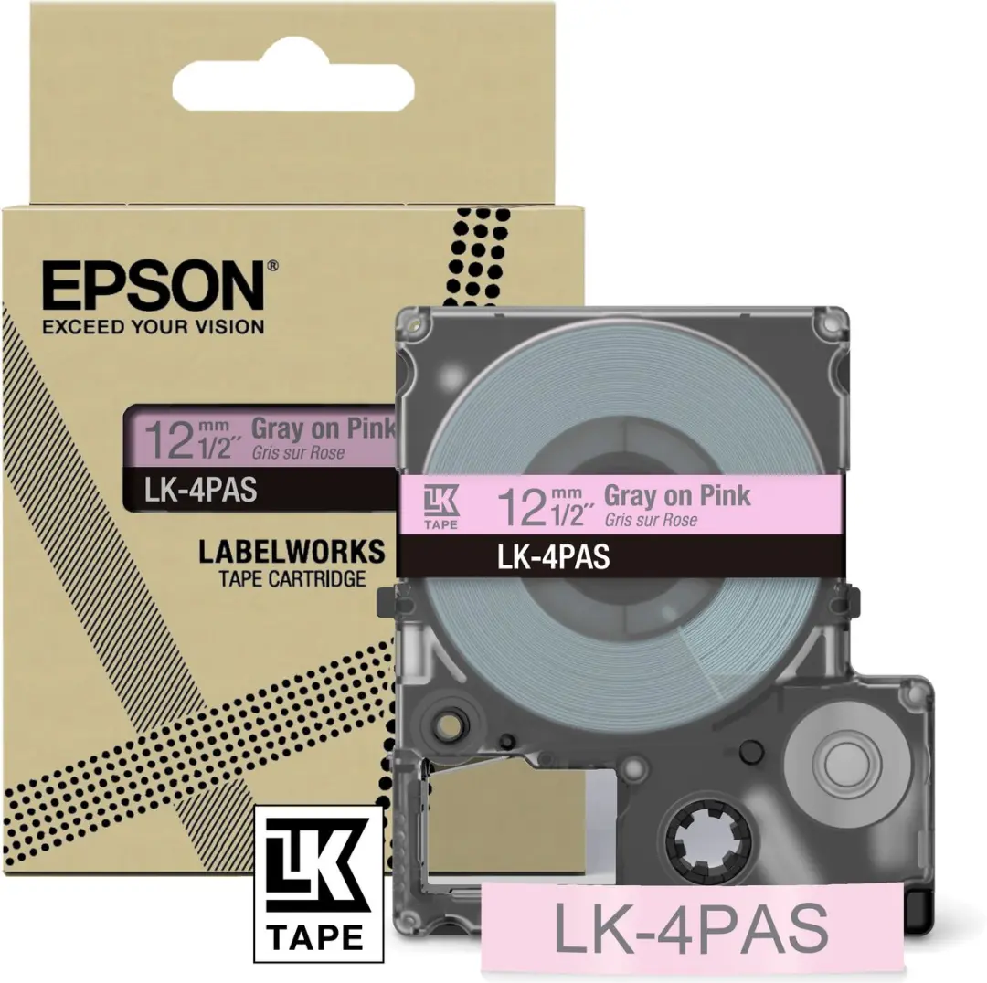 Epson LK-4PAS Cartridges - o.a. Brother P-TOUCH - 2 Stuks - Grijs & Roze