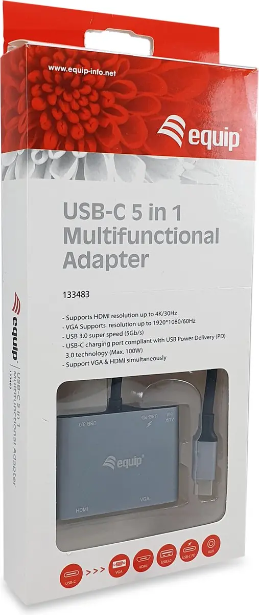 Equip 133483 Notebook Dock & Poortreplicator - USB 3.2 Gen 1 - Tweekleurig
