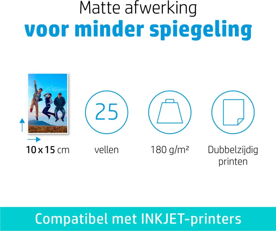 HP Mat Fotopapier 180 g/m² 10x15cm - 25 Vel - 7HF70A