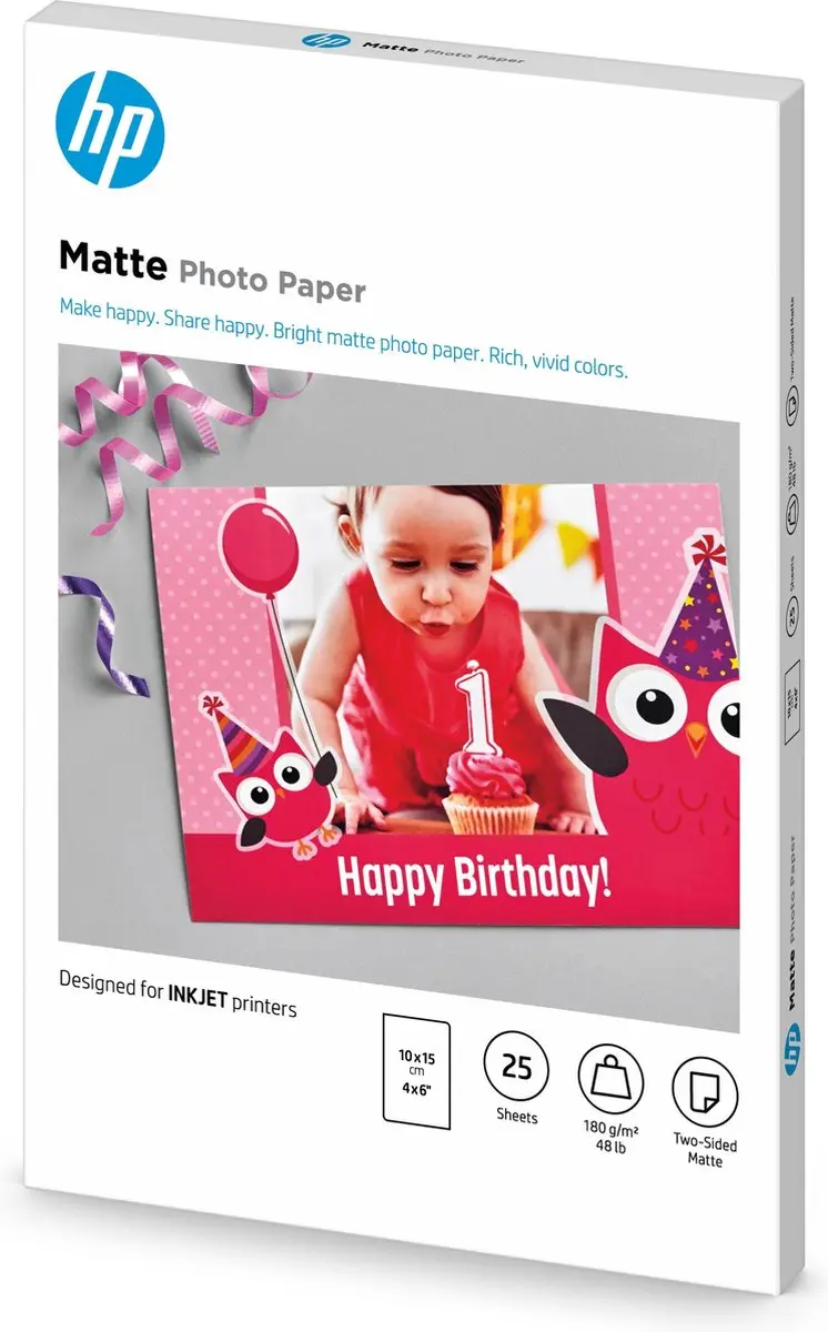HP Mat Fotopapier 180 g/m² 10x15cm - 25 Vel - 7HF70A - afbeelding 6 van 6