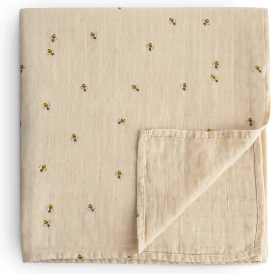 Mushie Hydrofiele Doek XL Swaddle Bijen