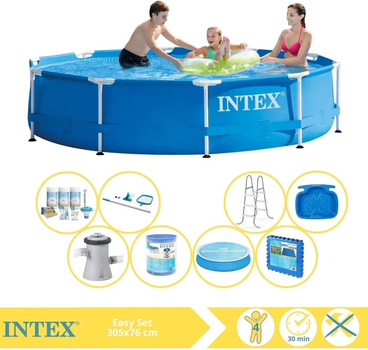 Intex Metal Frame Zwembad 305x76cm - 4485L - Blauw - MPN 28206NP - afbeelding 2 van 6