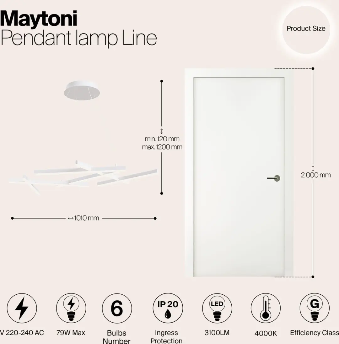 Maytoni Hanglamp Line Wit - 6 Lichtpunten 3000K