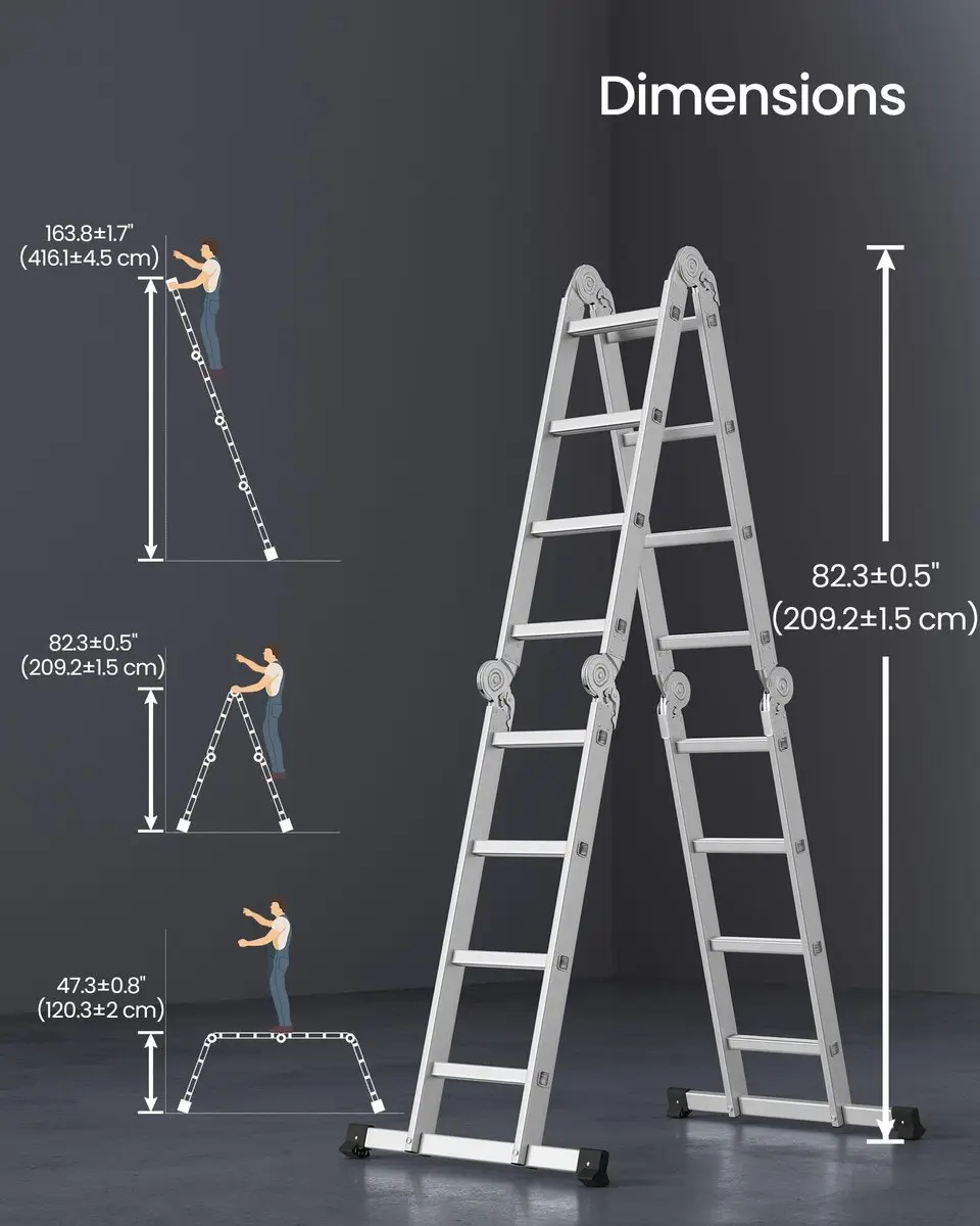 Songmics Ladder 16 Treden - 430cm - Zilver