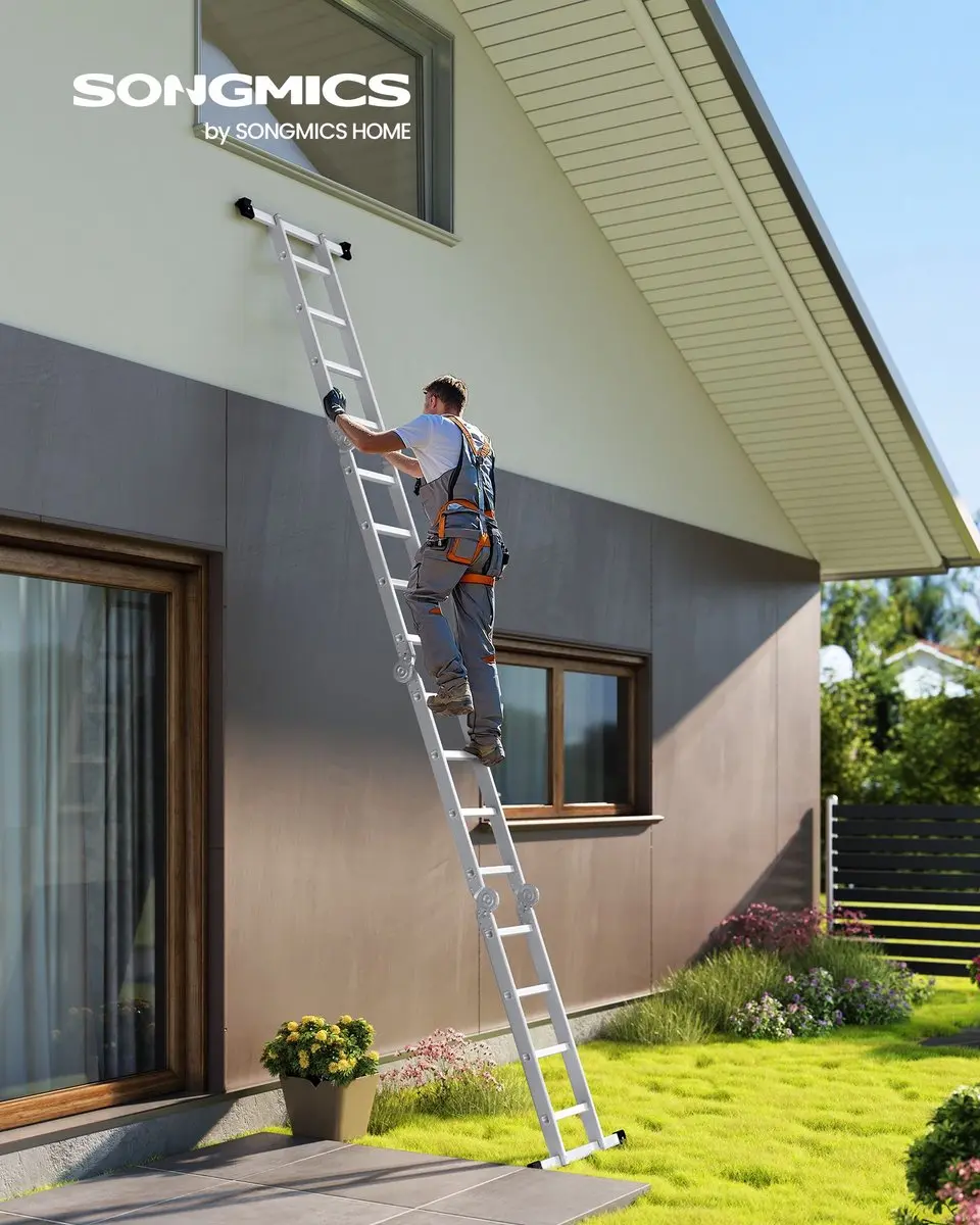 Songmics Ladder 16 Treden - 430cm - Zilver