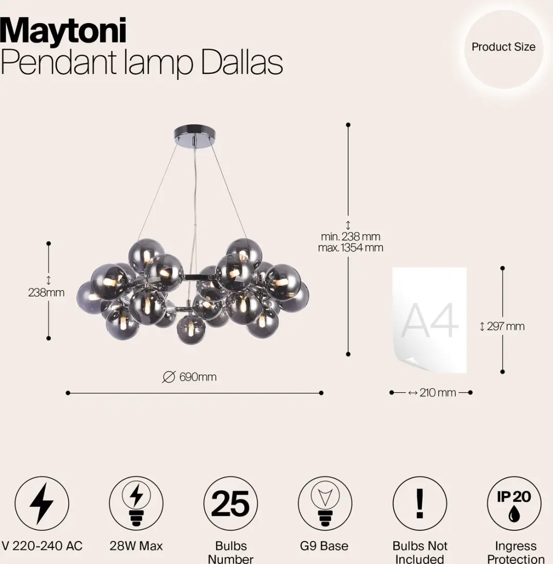 Maytoni Dallas Hanglamp - Chroom Ø69cm