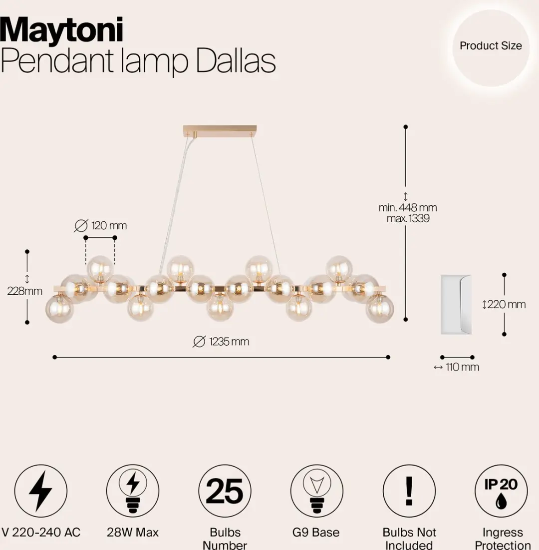 Maytoni Dallas Hanglamp - 25 Lichtpunten Goud