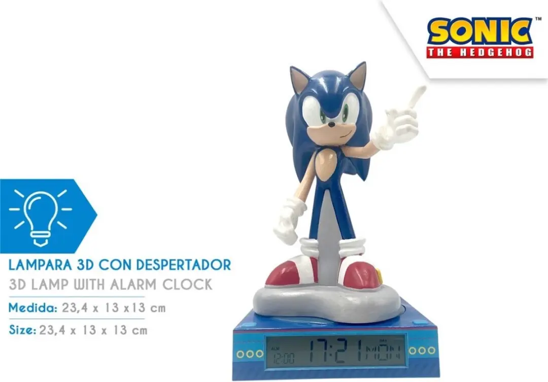 Sonic the Hedgehog Nachtlamp Wekker - Blauw