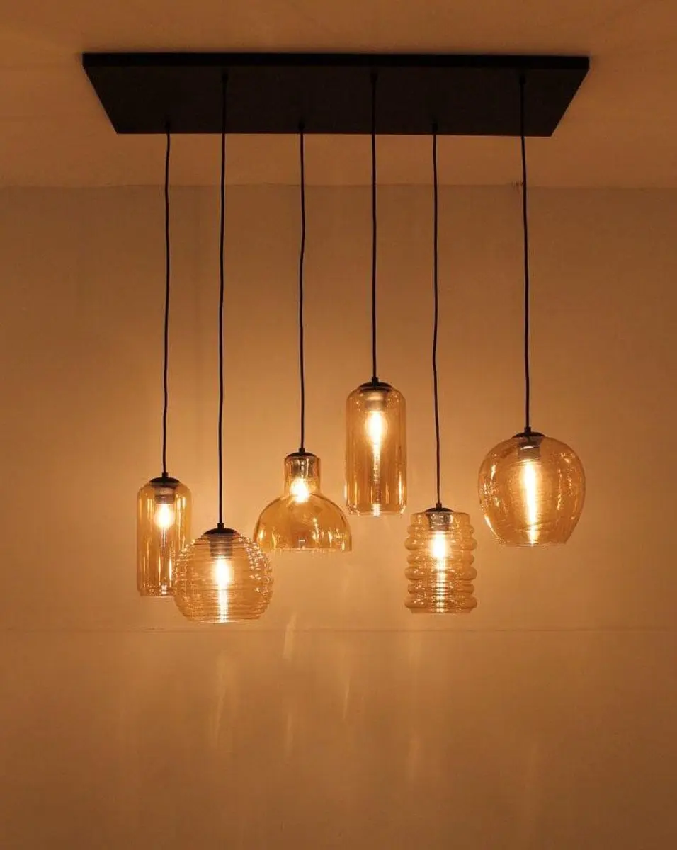 HighLight Fantasy 6L Hanglamp - Zwart/Amber