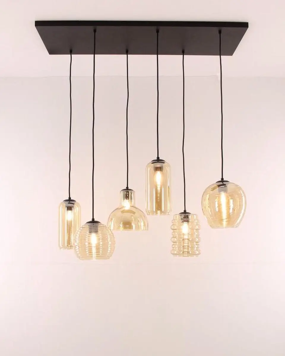 HighLight Fantasy 6L Hanglamp - Zwart/Amber