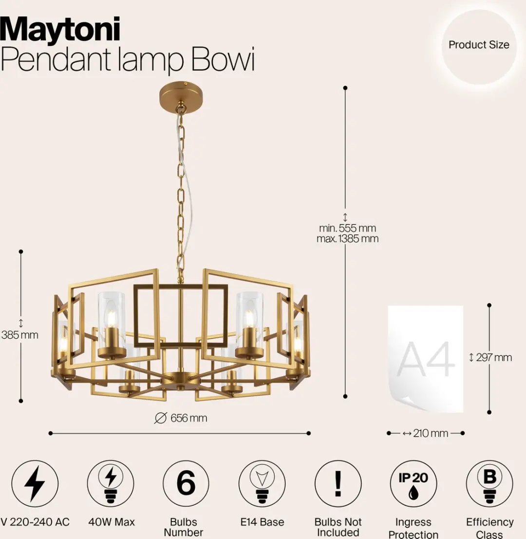 Maytoni Bowi Hanglamp - Goud - 6 Lichtpunten Ø65,6cm