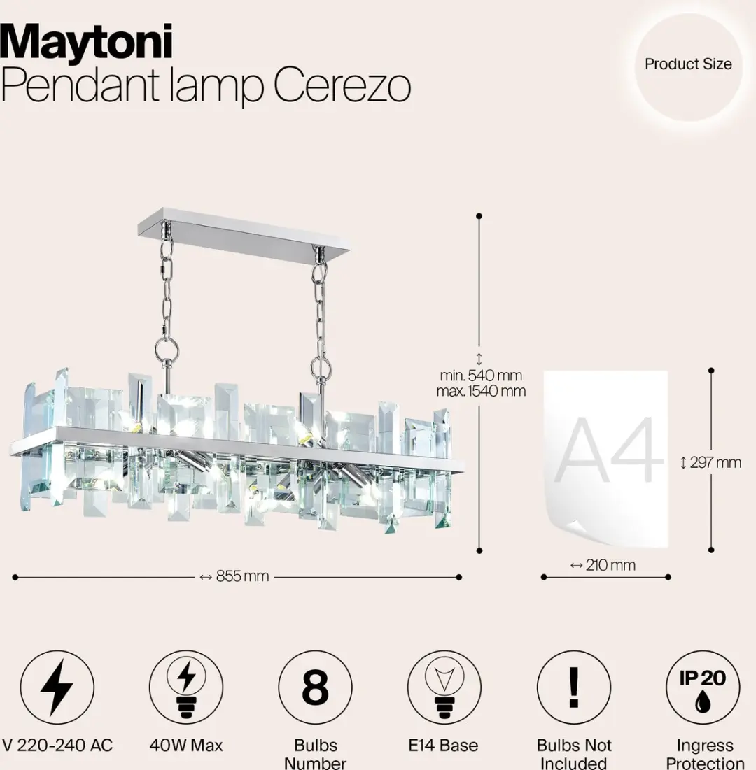 Maytoni Hanglamp Cerezo 8x40W - Zilver