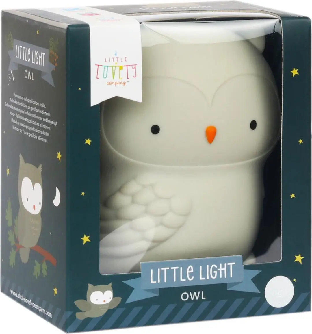 A Little Lovely Company Uil Kinderlampje - Grijs - 3x AAA