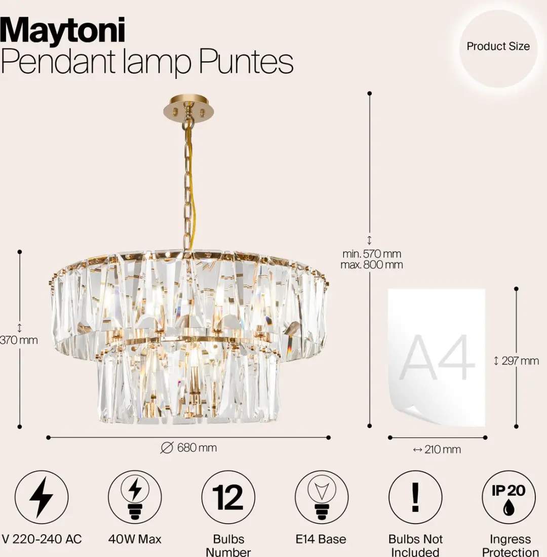 Maytoni Hanglamp Puntes Goud Ø68cm