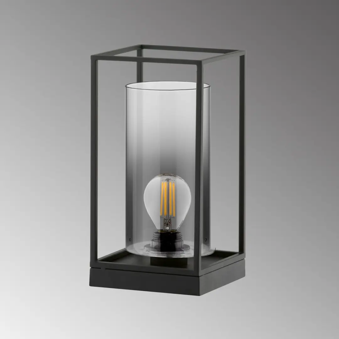Fischer & Honsel Samu Tafellamp - Zwart Rookglas 1xE27