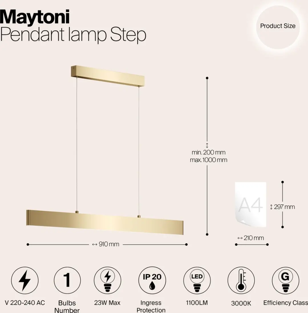 Maytoni Technical Hanglamp Step - Goud