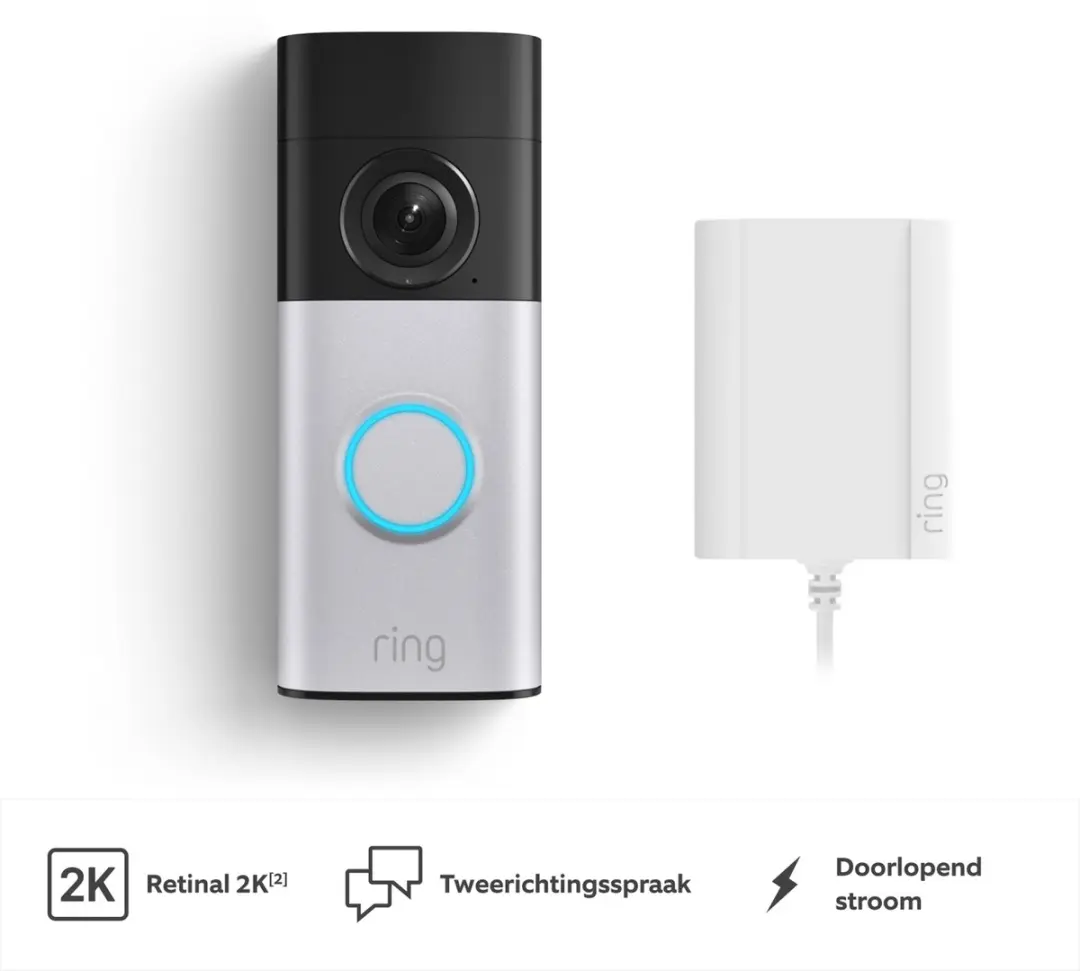 Ring Wired Video Doorbell Plus - Zilver