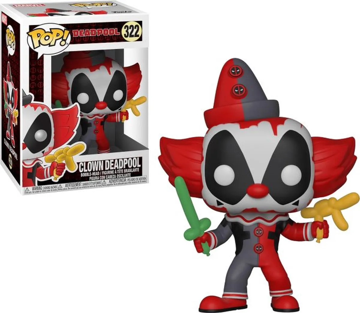 Funko Pop! Deadpool Clown #322 Verzamelfiguur - Multi - afbeelding 4 van 4