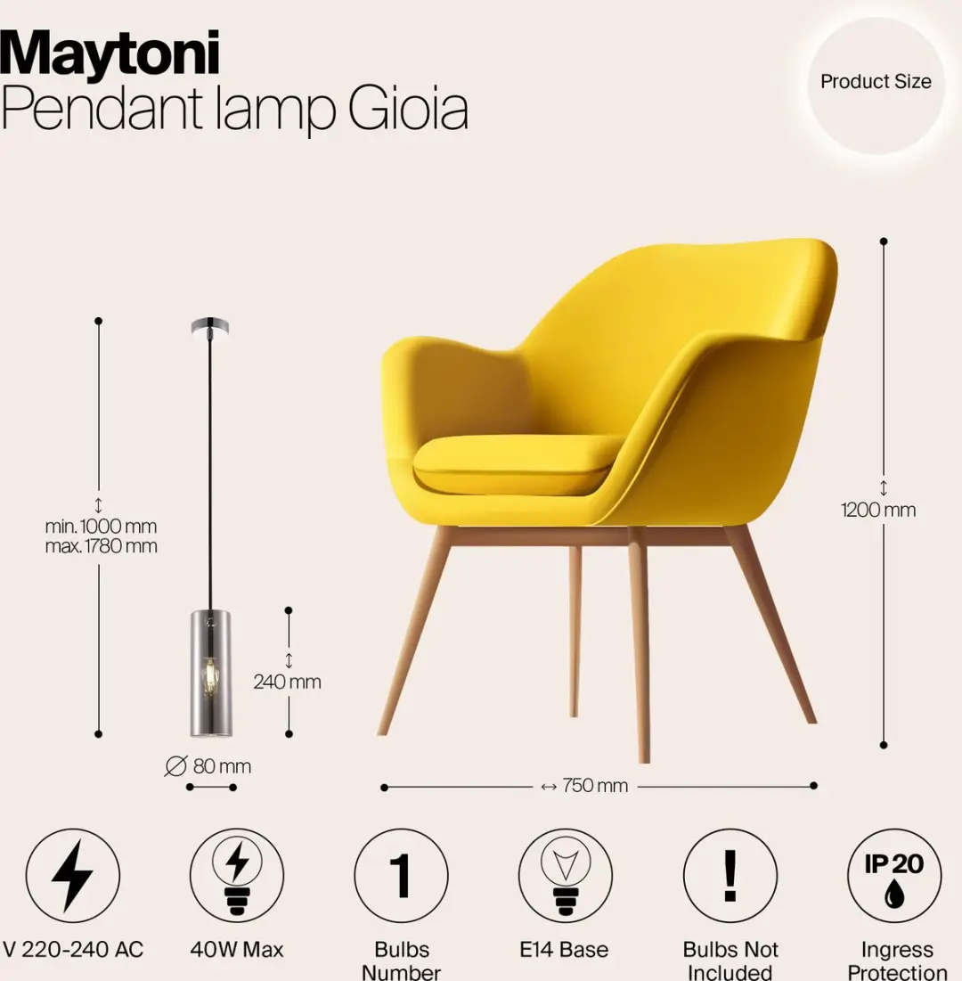 Maytoni Gioia Hanglamp - Chroom Ø8cm