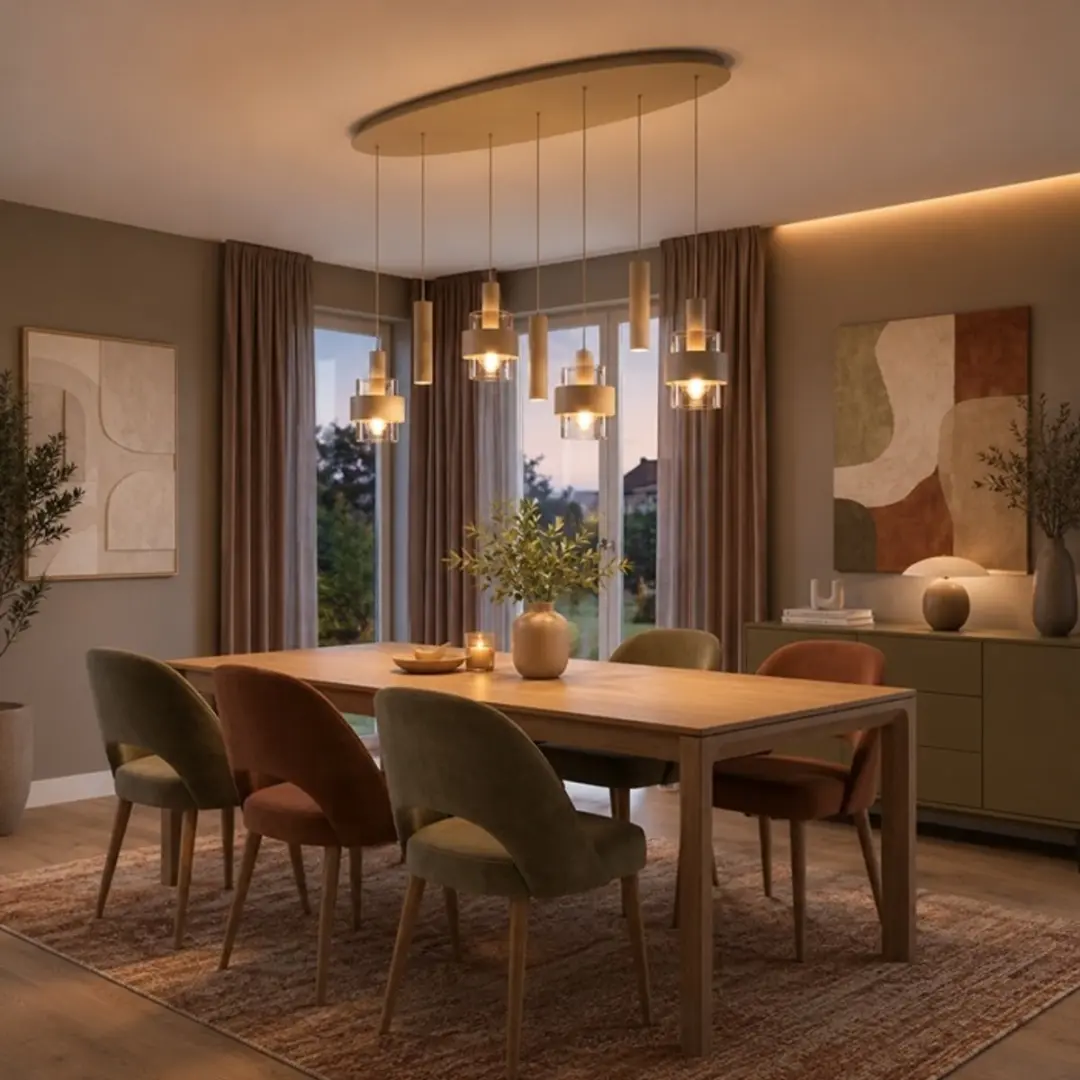 Highlight Hanglamp Marrone 7-lichts - Ovaal - Beige/Amber