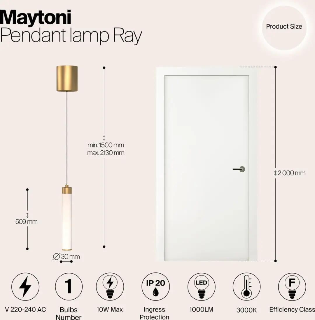 Maytoni Hanglamp Ray Ø3 - Goud