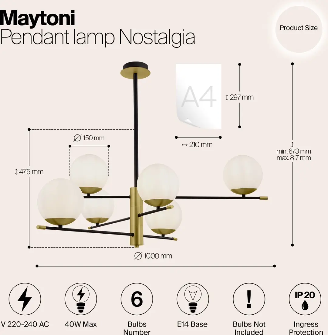 Maytoni Nostalgia Hanglamp Goud - Ø100cm