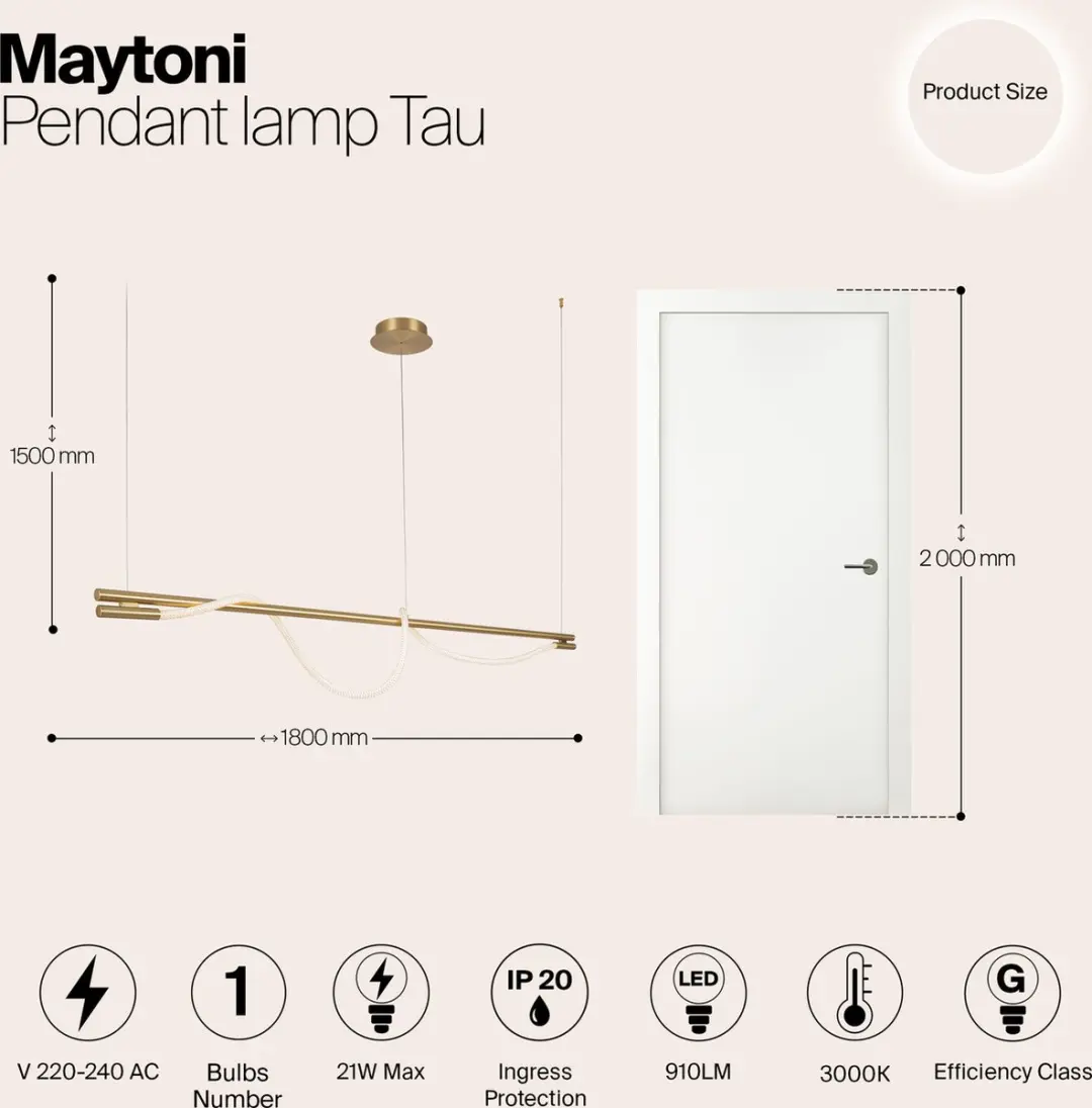 Maytoni Tau Hanglamp - Goud