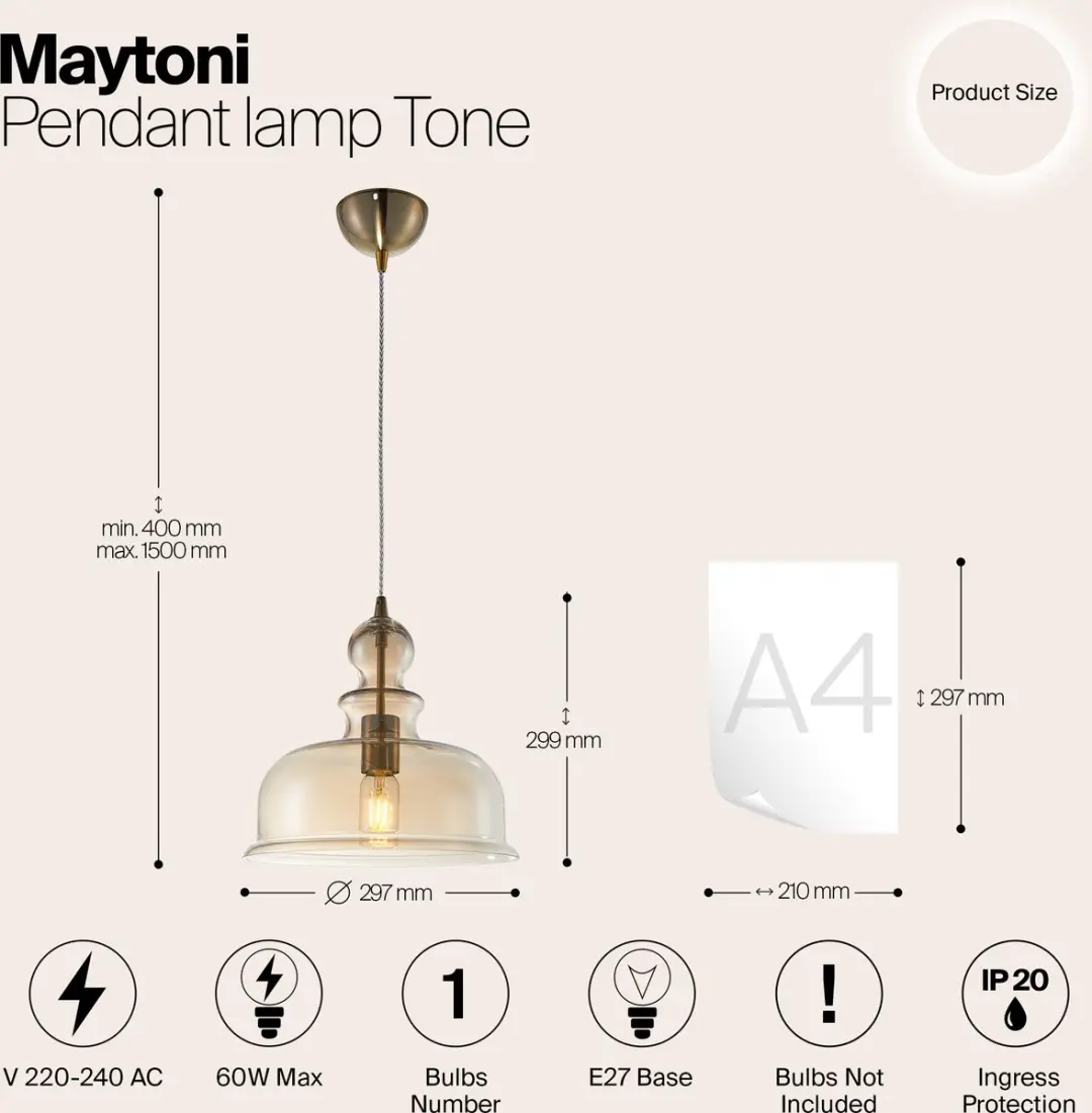 Maytoni Hanglamp Tone Ø29,7cm - Brons