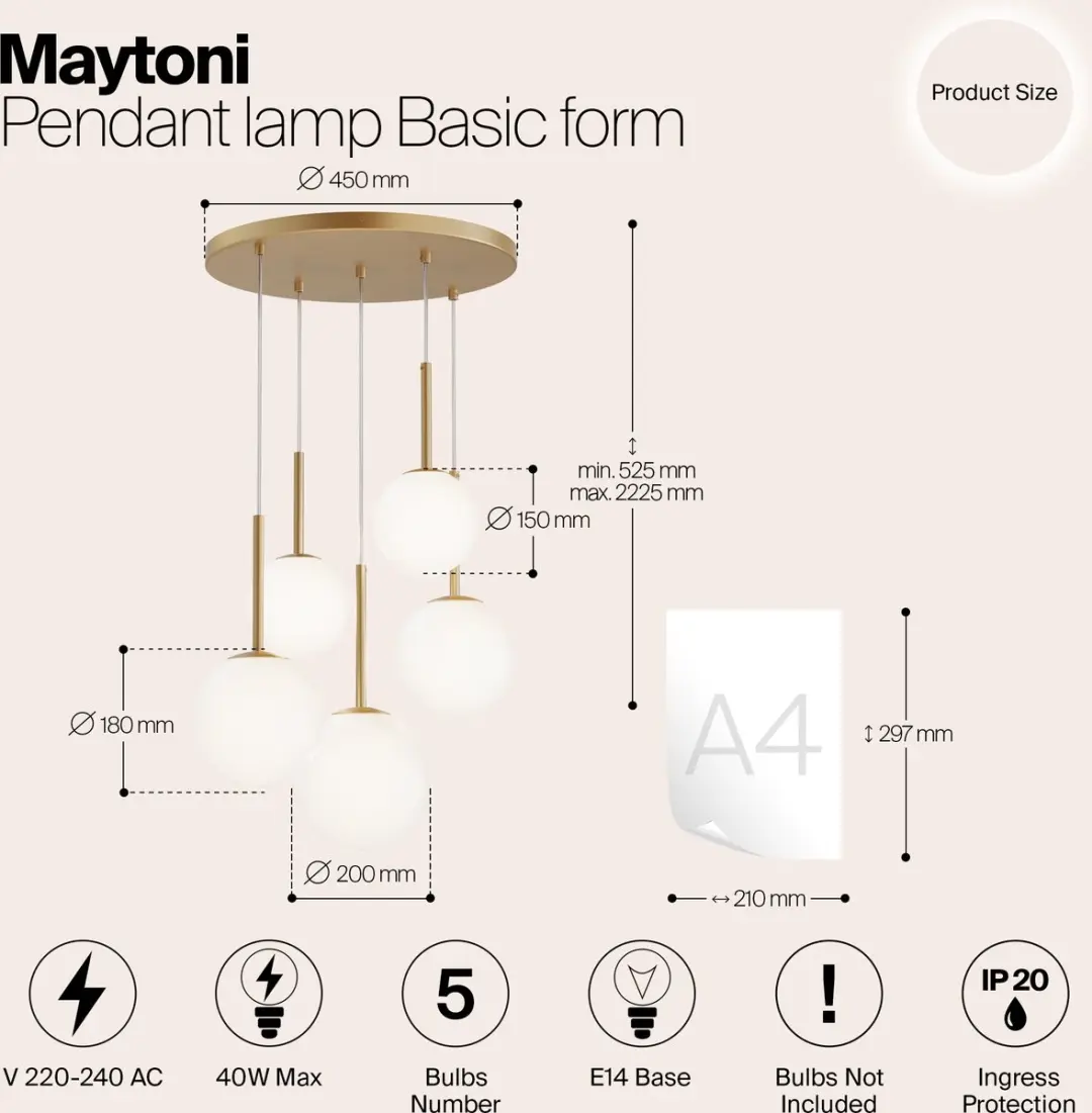 Maytoni Hanglamp Basic Form Goud - Ø58cm