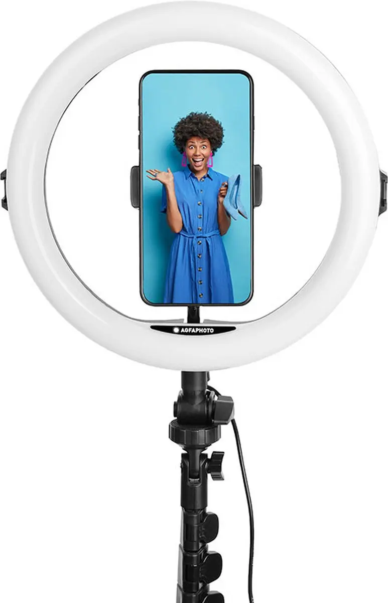 AgfaPhoto Ringlamp 11" met Statief 155cm - Bluetooth Remote