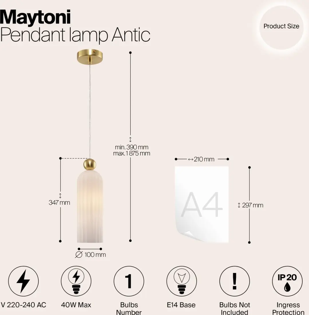 Maytoni Hanglamp Antic Goud Ø10cm