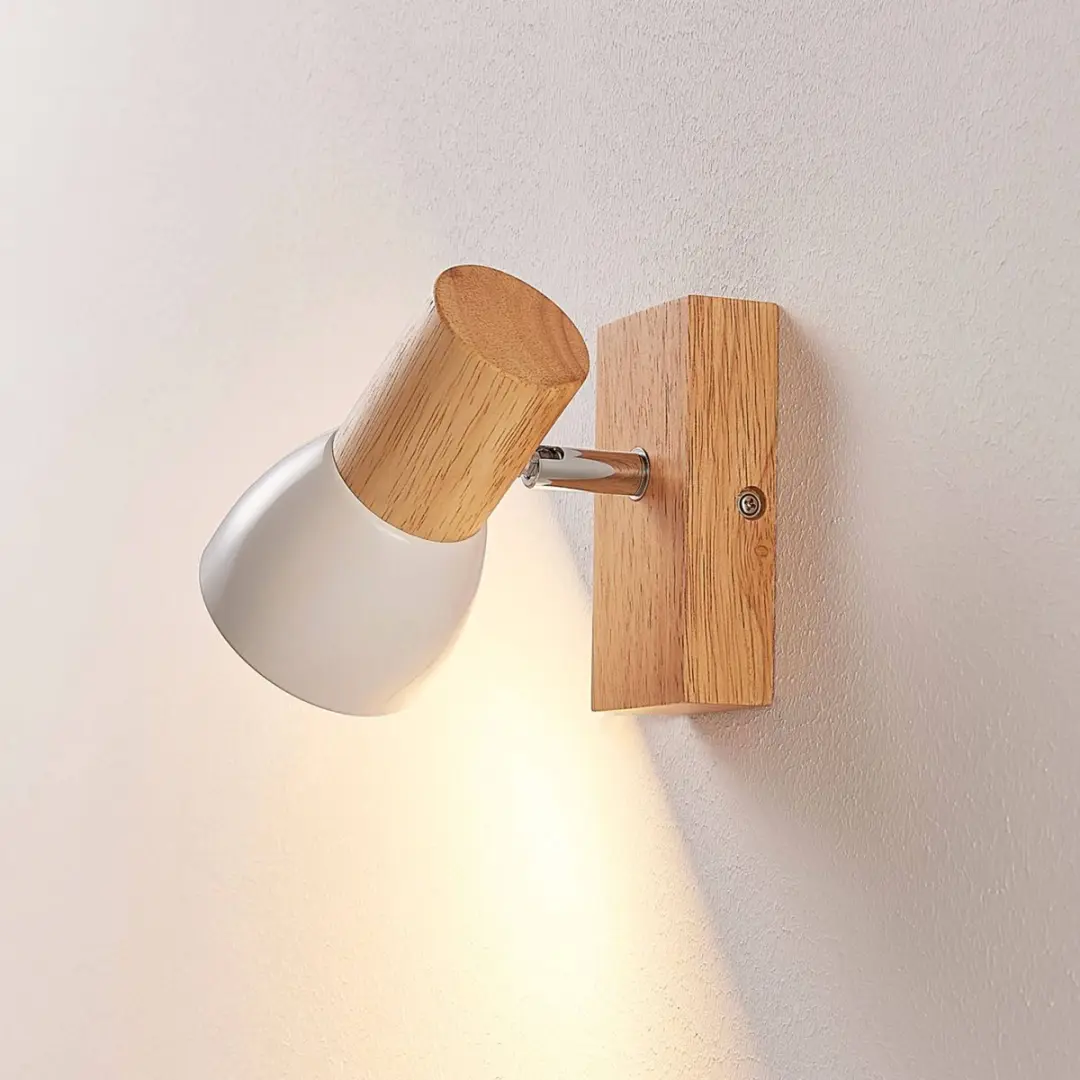 Lindby Thorin+ Wandlamp Hout Wit - 1 Lichtpunt