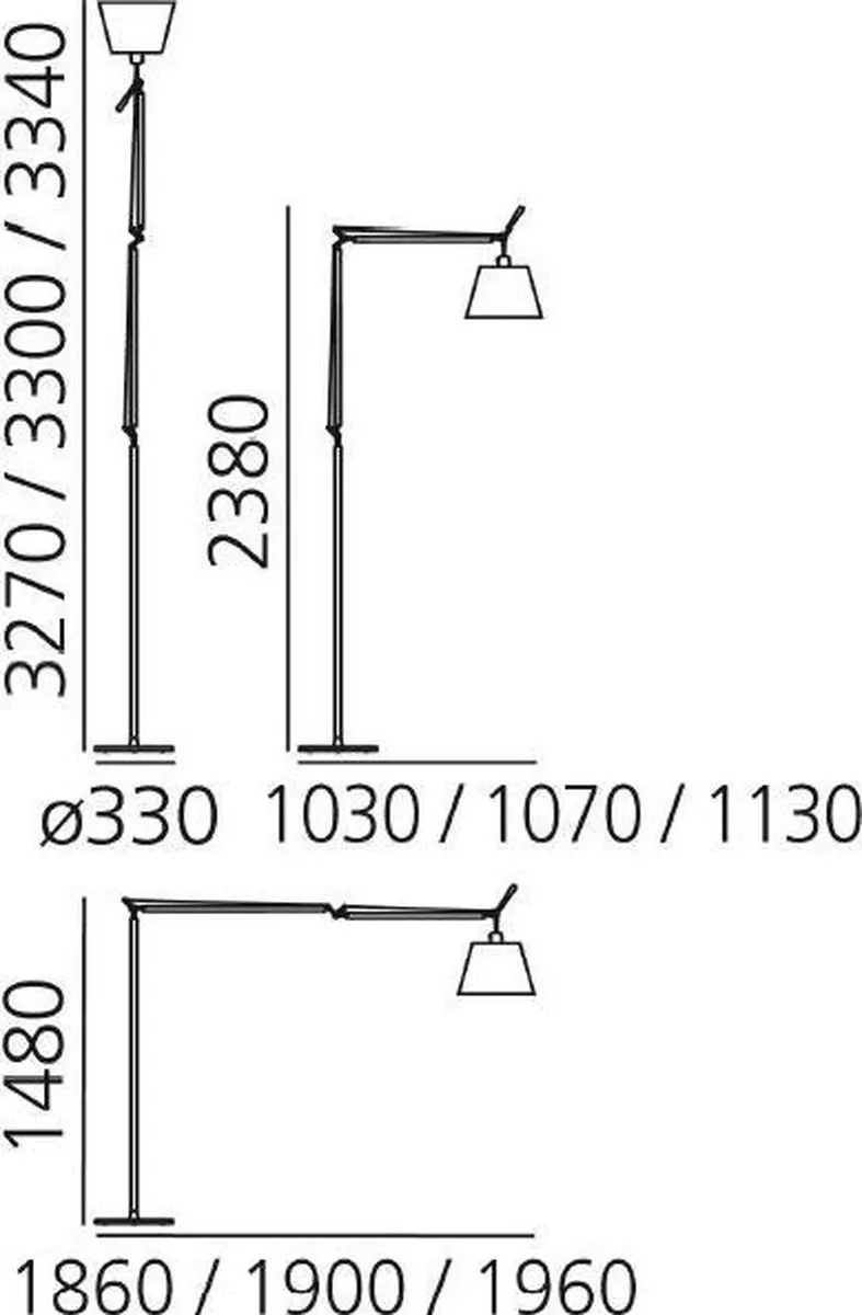 Artemide Tolomeo Mega Vloerlamp - 150W - Zwart