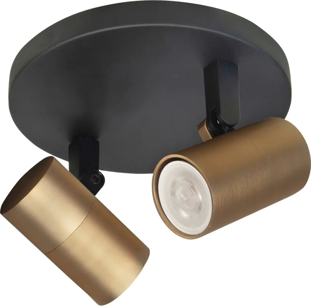 Highlight Piccolo Opbouwspot GU10 - 2-voudig - Ø15cm - Zwart/Messing