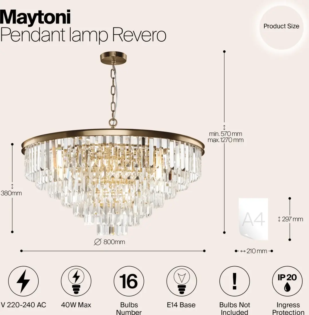 Maytoni Revero Hanglamp - Messing - Ø80cm - 16 Lichtpunten