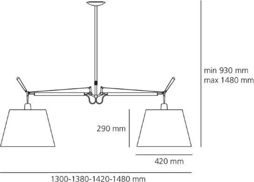 Artemide Tolomeo Due Bracci Hanglamp Ø42cm - Perkament