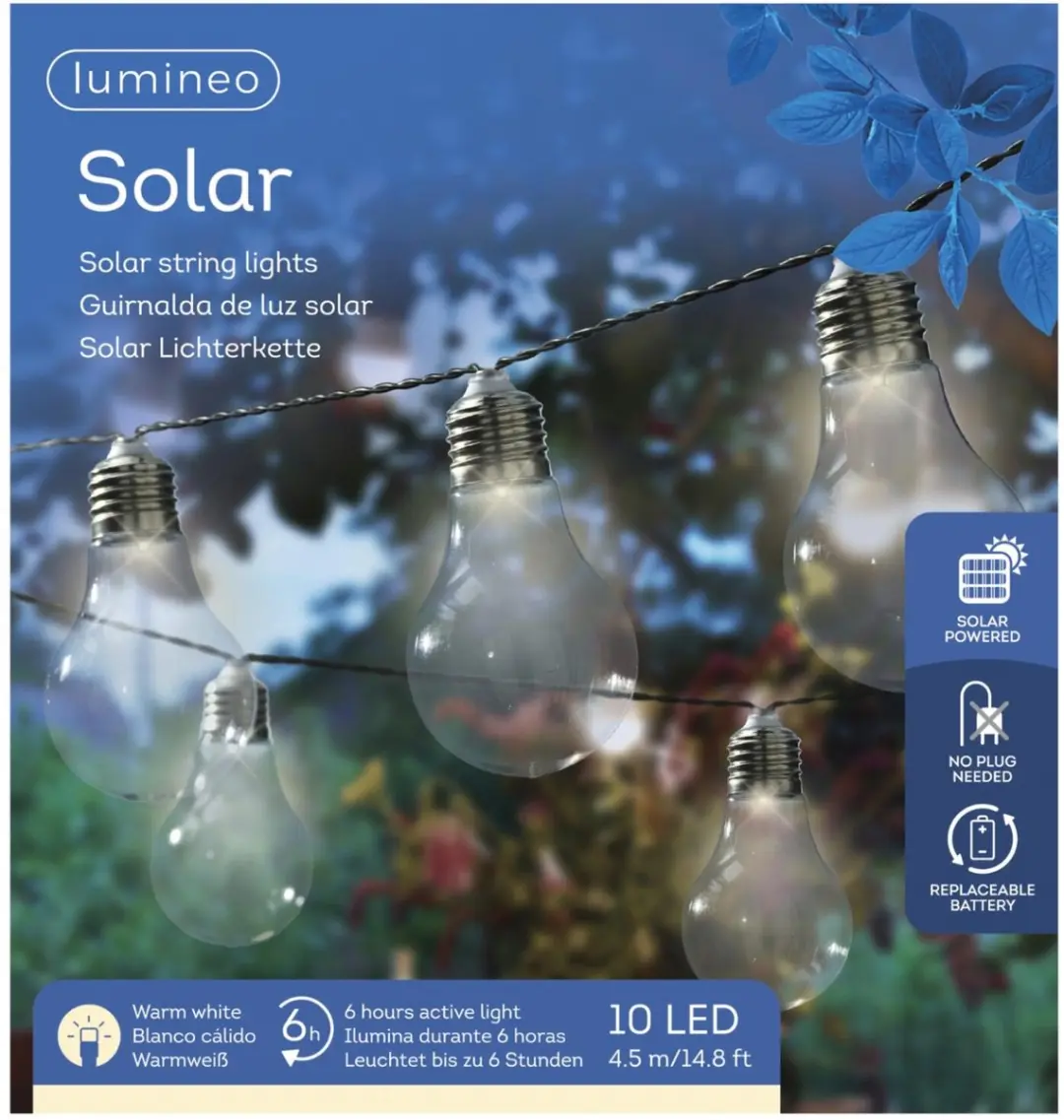 Lumineo Feestverlichting 450cm - 10 LED - Ø6cm - Warm wit