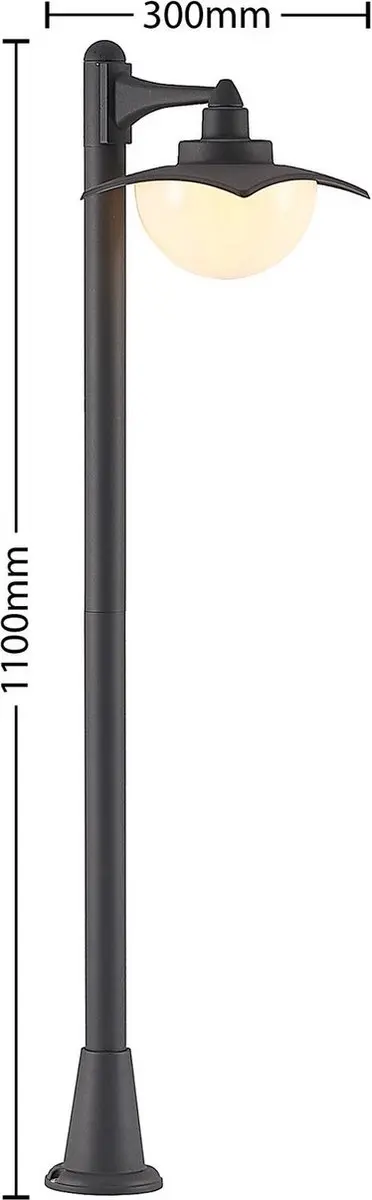 Lindby Tuinpadverlichting Aluminium Glas 60W E27 - Donkergrijs/Wit