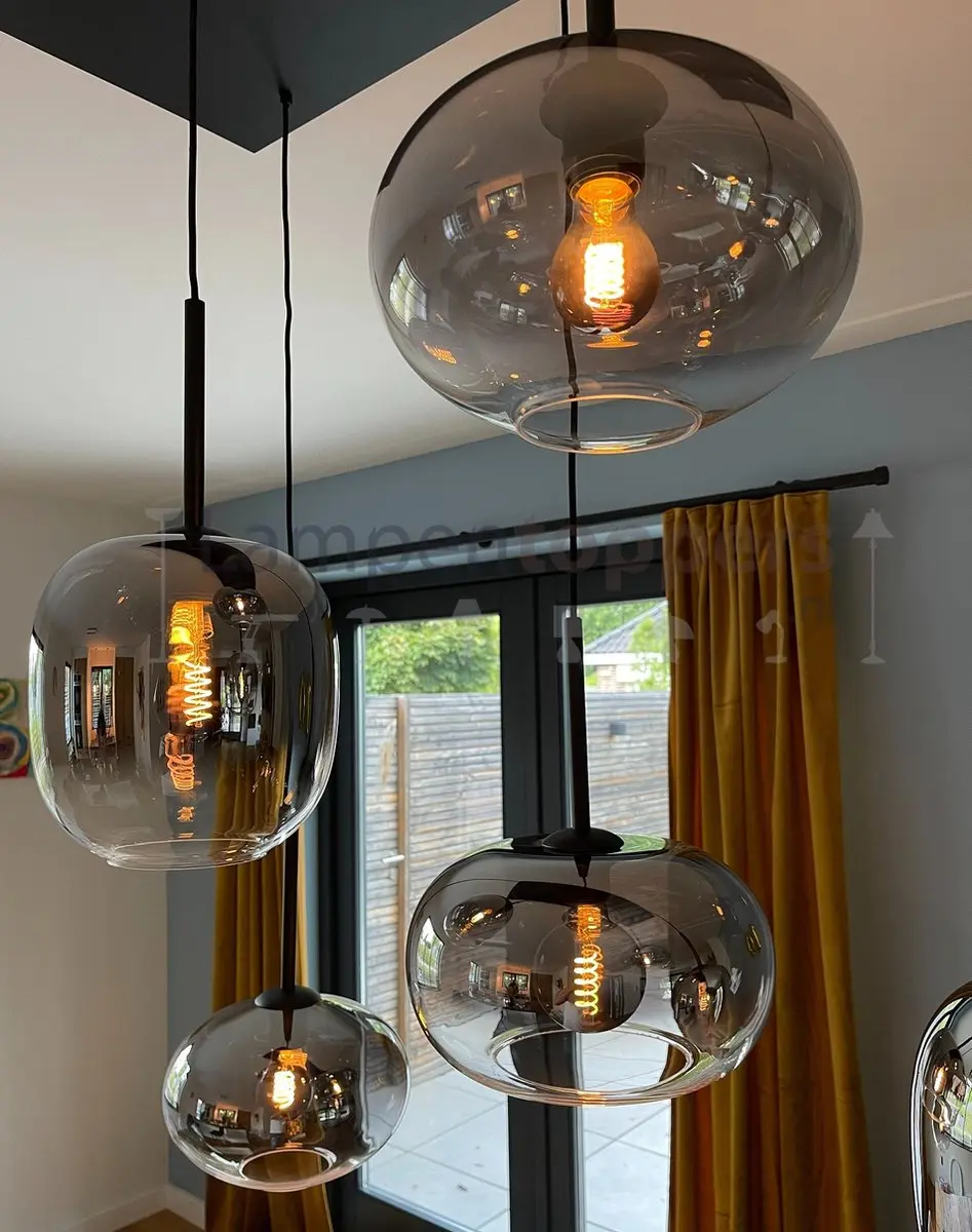 Highlight Bellini Hanglamp 6L 120cm - Zwart/Smoke