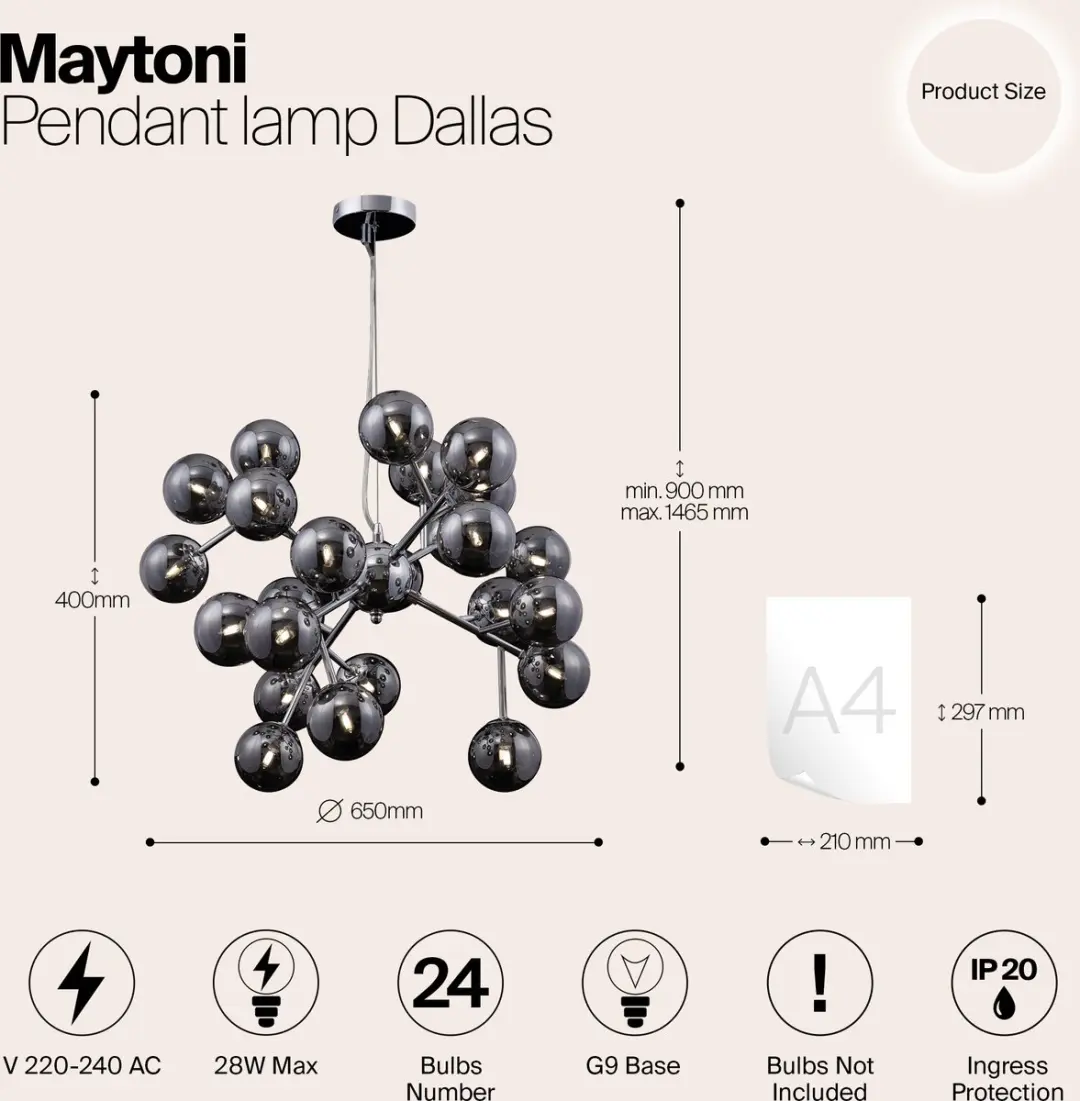Maytoni Dallas Hanglamp - Goud - Ø65cm