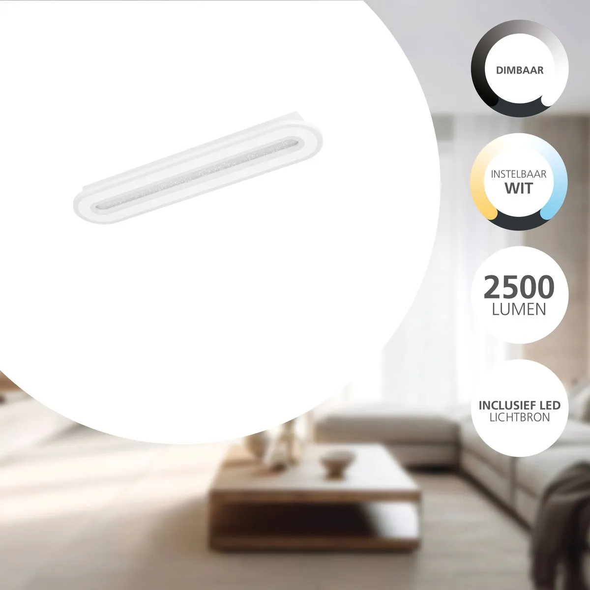 Eglo Macchioni Plafondlamp 55cm - Wit/Grijs - Dimbaar - Instelbaar wit licht