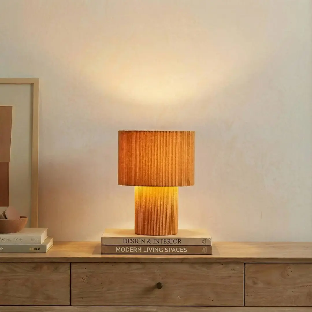 Lindby Textiel Tafellamp 1 Licht E27 - 30 cm - Lichtbruin