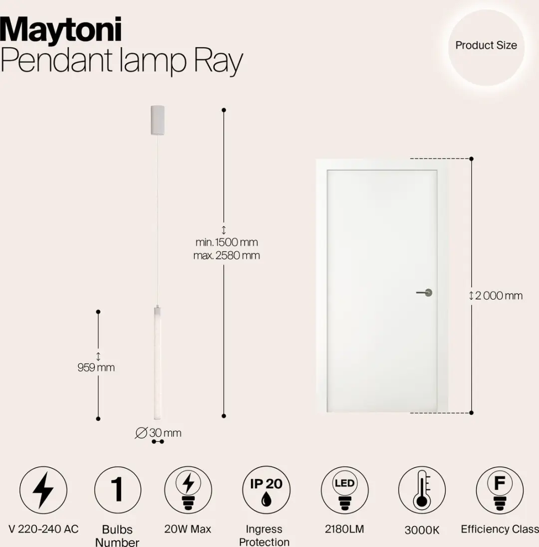 Maytoni Hanglamp Ray Ø3 - Wit