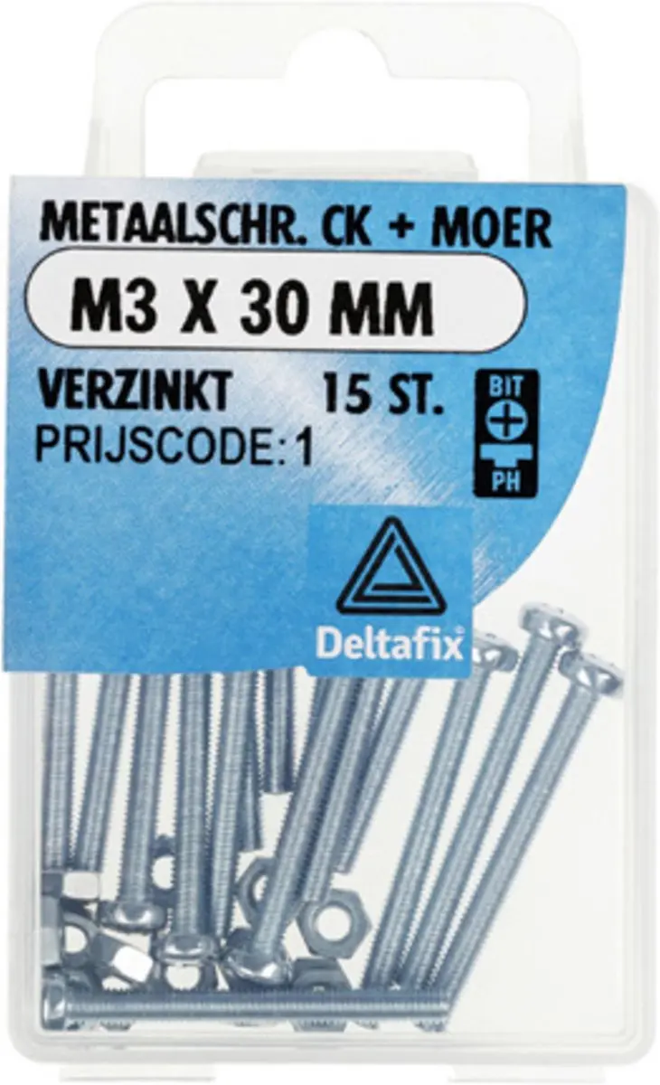 Deltafix Metaalschroeven M3x30mm - 15 Stuks