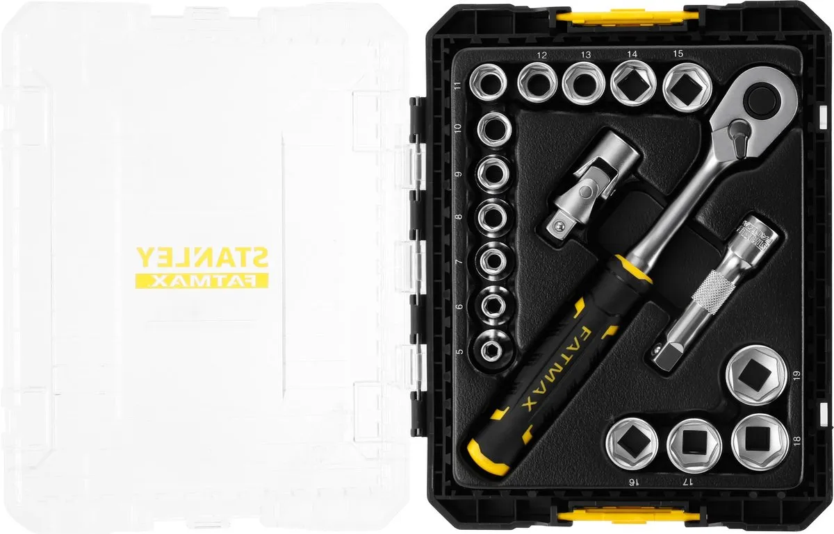 Stanley FatMax PRO-STACK Doppenset 3/8" 18-delig - Geel/Zwart/Zilver - afbeelding 6 van 6