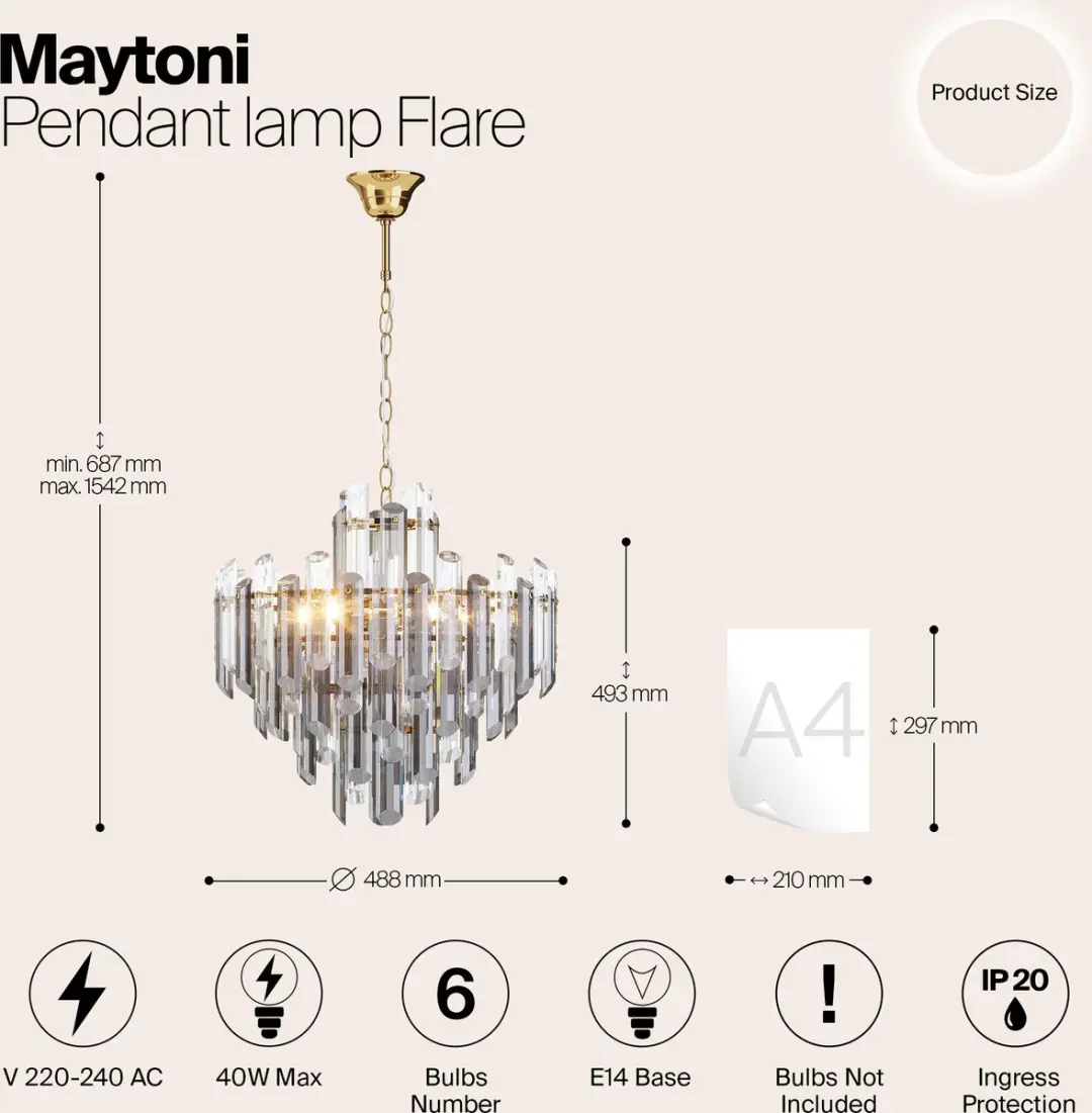 Maytoni Hanglamp Flare Goud - Ø48,8cm