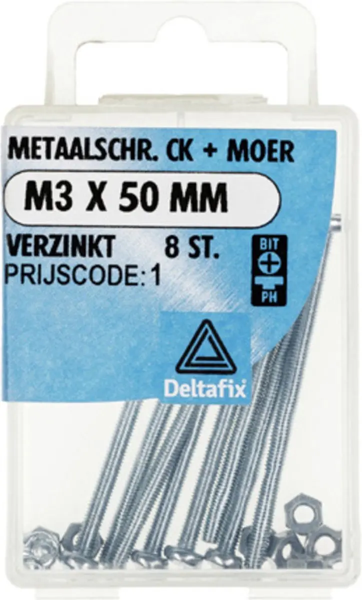 Deltafix Metaalschroeven M3x50mm Cilinderkop - 8 Stuks