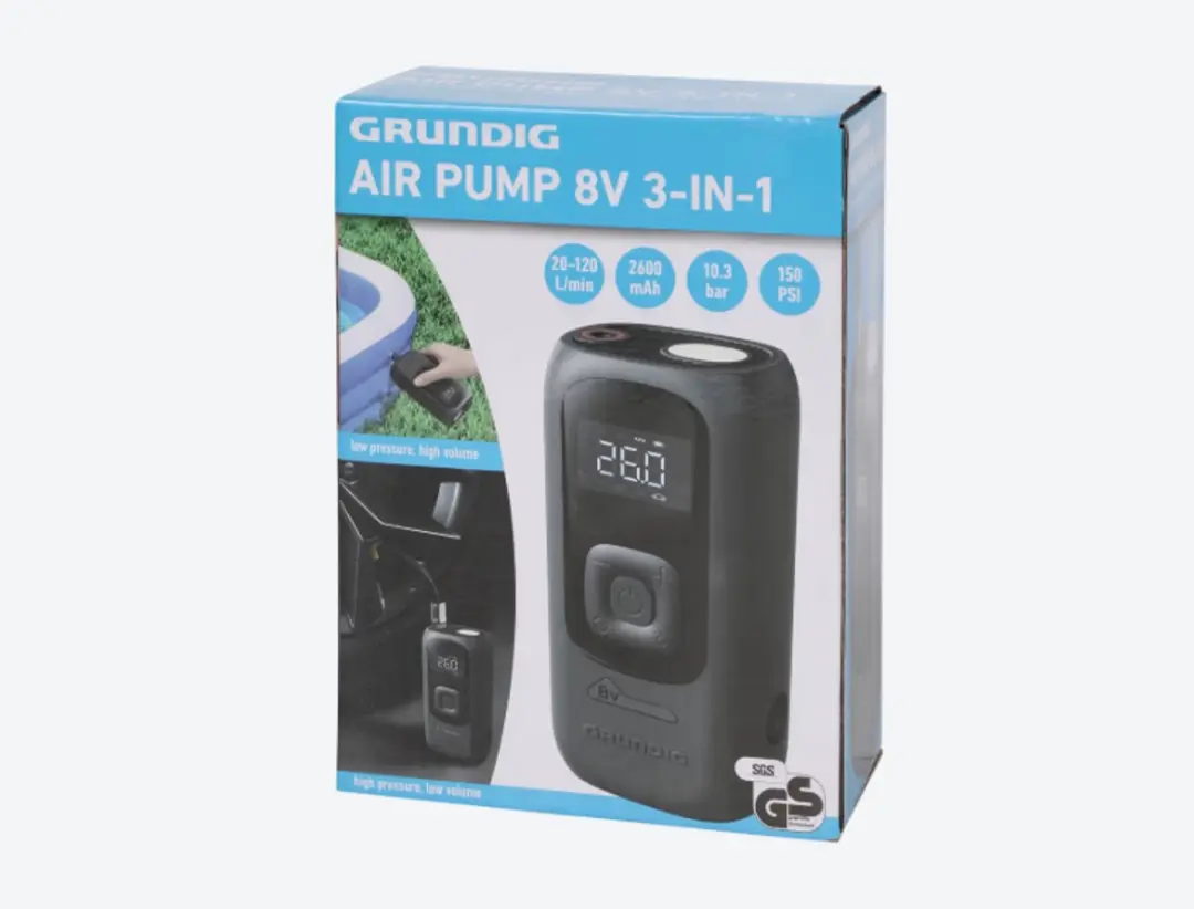 Grundig 3-in-1 Draadloze Luchtpomp 2600mAh