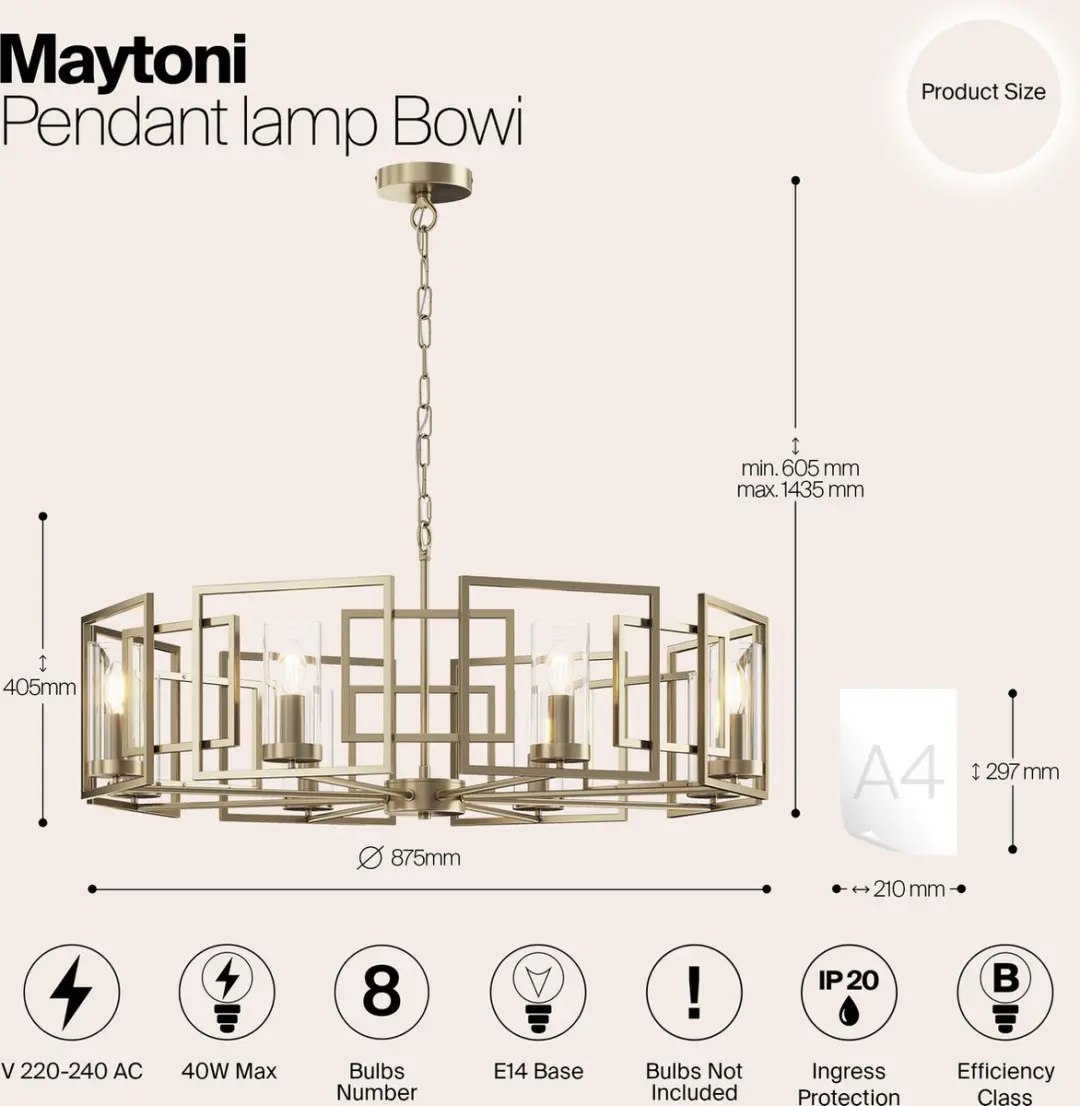Maytoni Bowi Hanglamp - Goud - Ø87,5 cm