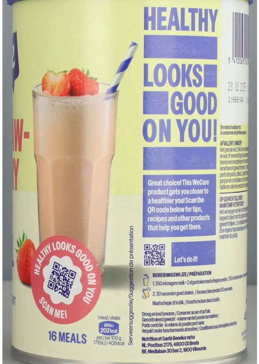 weCare Meal Replacement Shake - 1308g (3x436g) - Aardbei